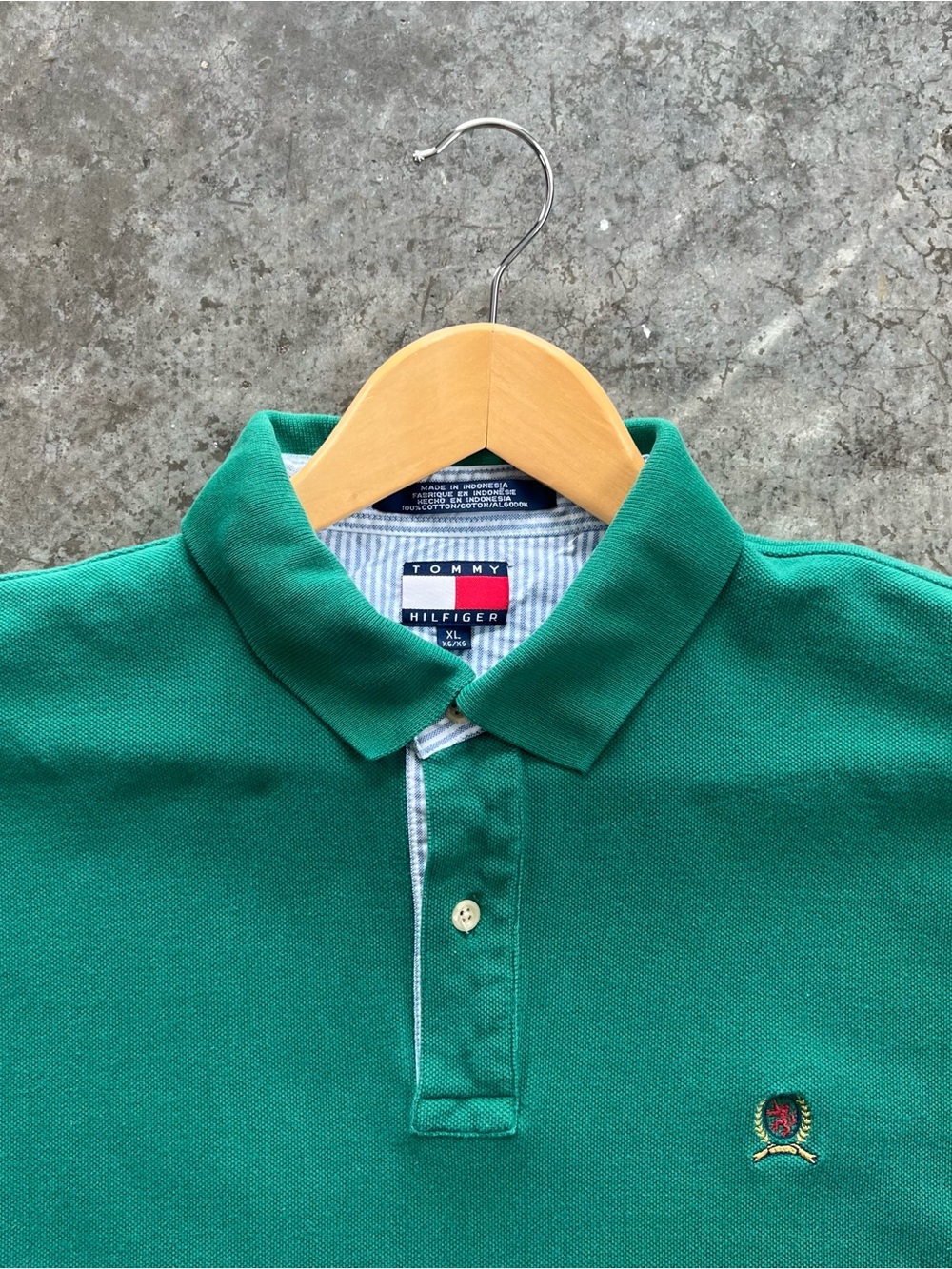 Vintage Tommy Hilfiger Polo Shirt Mens XL Green Embroidered Crest Logo Cotton - Picture 7 of 14